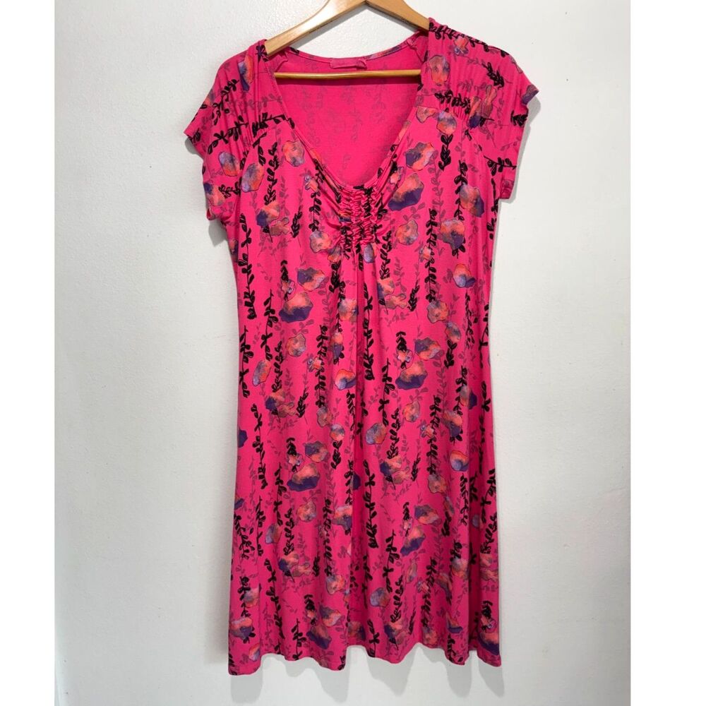 Fresh Produce dress USA made floral beach vacation resort pink summer women XL